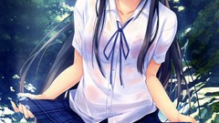 Nature Trees water waterfalls wet Ribbons schoolgirls shirts 