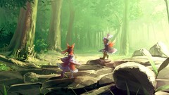 Nature Trees wings dress bows brunettes short hair hakurei 