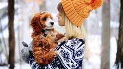 Nature woman Dogs blondes beanies
