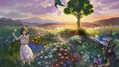 Nature woman kite paintings