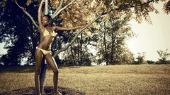 Nature woman models forests bikini fon artistic