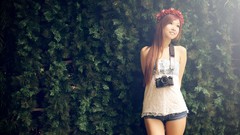 Nature woman Shorts Cameras asians smiling brunettes minolta 