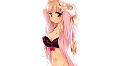 Navel bow blondes blush long hair lingerie blue eyes bra 