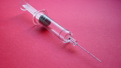 Needles syringe pink background