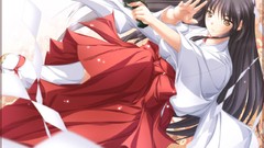 New year anime girls miko Japanese clothes eroge
