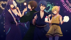 New year glasses fireworks blondes masks blue hair long hair 