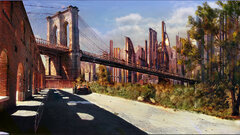 new york city artwork futuristic city futuristic brooklyn bridge