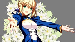 Night Anime blondes anime girls green eyes fate stay night 