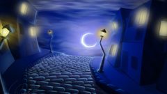 Night artwork lamp posts