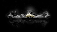 Night black clouds dark moon abstract Halloween howling wolf