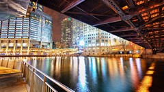 Night blue light architecture multicolor cities rivers The 