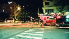 Night buildings urban streets cityscapes pedestrian crossings