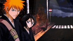 Night Butterflies Anime roads street lights bleach kurosaki 
