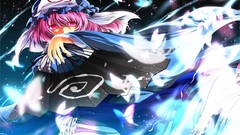 Night Butterflies dress hats fans pink hair pink eyes anime 