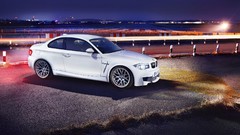 Night cars runway airports white cars BMW 1 series M Coupe
