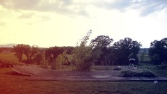 Night clouds black and white light children family silhouettes 