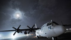 Night clouds dark Aircraft moon Hercules military propeller 