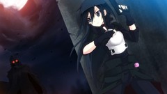 Night clouds dark moon weapons Guns Anime long hair anime girls 