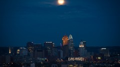 Night clouds moon Cincinnati skies skylines Blue Moon