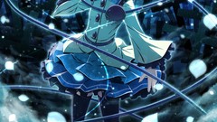 Night clouds moon string cross hats skirts blue hair anime 