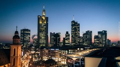 Night dusk buildings cityscapes frankfurt skylines