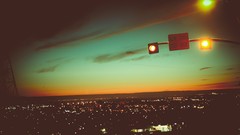 Night evening traffic lights cityscapes night sky long exposure 