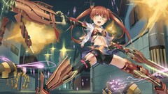 Night fire bees navel Fighting anime girls brunettes twintails 