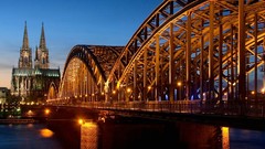 Night germany Bridges architecture rivers Cologne Hohenzollern 