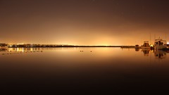 Night light lights calm Boats horizon lakes rivers cityscapes 