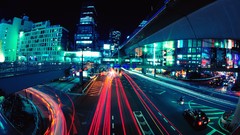 Night light Tokyo traffic buildings streets cityscapes long 