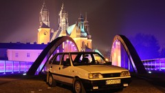 Night lights cars Poland Bridges vehicles Polish front angle 