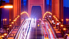 Night lights cars San Francisco Bridges golden gate bridge slow 
