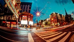 Night lights Chinatown architecture USA buildings streets long 