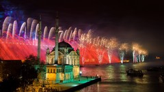 Night lights City Lights fireworks Turkey Istanbul Bridges 
