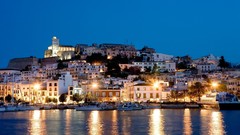 Night lights Ibiza Spain cityscapes