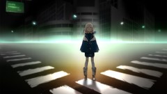 Night lights roads coat buildings blondes cities anime girls 