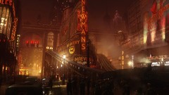 Night Metro lights cities streets artwork fantasy art 