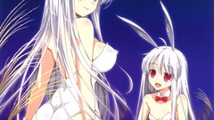 Night moon ass Anime white hair red eyes anime girls night sky 
