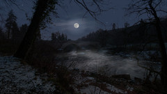 Night moon Bridges rivers