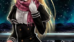 Night moon can coat starry sky blondes skirts scarfs cities 