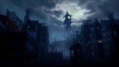 Night moon cityscapes artwork dishonored video games clocktowers