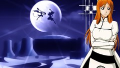 Night moon Fighting bleach kurosaki ichigo inoue orihime orange 