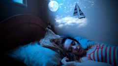 Night moon woman Boats bedroom vision Dreaming