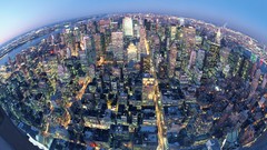 Night new york city fisheye effect