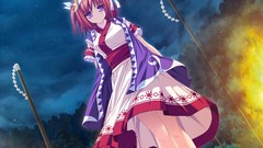 Night red moon Anime blush anime girls tsubaki nazuna suzukaze 