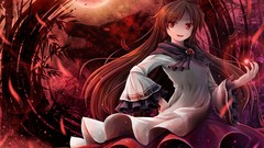 Night red moon bamboo dress Jewelry Wolves red eyes long hair 