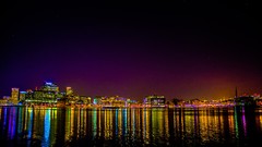 Night reflections cities rivers cityscapes baltimore HDR 
