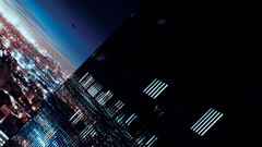 Night silhouettes buildings Skyscrapers