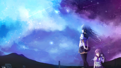 Night skyscapes anime girls