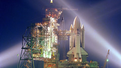 Night space shuttle astronauts